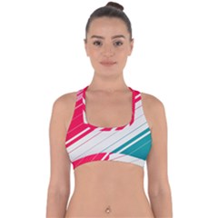 Red White Teal Stripes Cross Back Hipster Bikini Top 