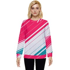 Red White Teal Stripes Hidden Pocket Sweatshirt