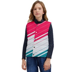 Red White Teal Stripes Kid s Button Up Puffer Vest	