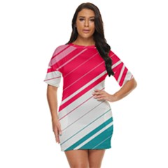 Red White Teal Stripes Just Threw It On Dress by kyorashop23