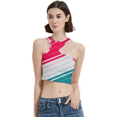 Red White Teal Stripes Cut Out Top by kyorashop23