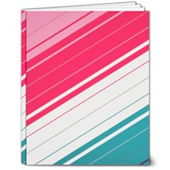 Red White Teal Stripes 8  X 10  Softcover Notebook by kyorashop23