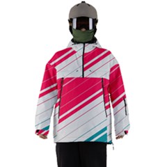 Red White Teal Stripes Men s Ski And Snowboard Waterproof Breathable Jacket by kyorashop23