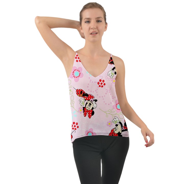 Red, Bow, Mouse, Flower, Child, Paper Chiffon Cami