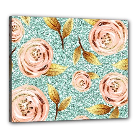 Rose Gold Roses, Girly, Glitter, Pretty, Rose Gold Canvas 24  X 20  (stretched) by kyorashop23