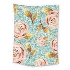 Rose Gold Roses, Girly, Glitter, Pretty, Rose Gold Medium Tapestry