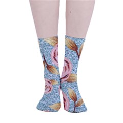 Rose Gold Roses, Girly, Glitter, Pretty, Rose Gold Smooth Crew Length Tube Socks by kyorashop23