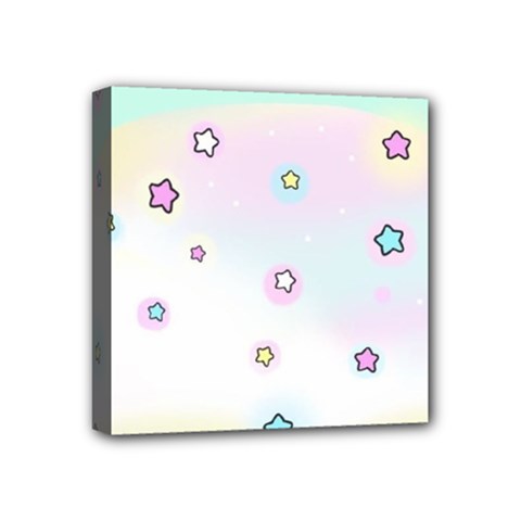 Stars, Cute, Pastel, Pattern Mini Canvas 4  X 4  (stretched) by kyorashop23