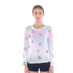 Stars, Cute, Pastel, Pattern Women s Long Sleeve T-shirt