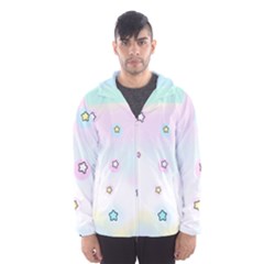 Stars, Cute, Pastel, Pattern Men s Hooded Windbreaker