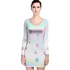 Stars, Cute, Pastel, Pattern Long Sleeve Velvet Bodycon Dress