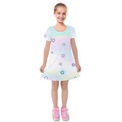 Stars, Cute, Pastel, Pattern Kids  Short Sleeve Velvet Dress