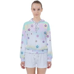 Stars, Cute, Pastel, Pattern Women s Tie Up Sweat