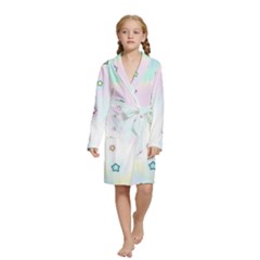 Stars, Cute, Pastel, Pattern Kids  Long Sleeve Velvet Lounge Robe by kyorashop23