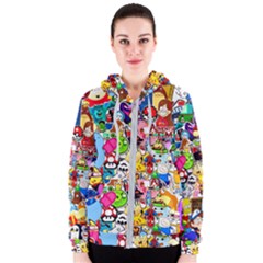 Sticker Art, Brand, Cartoon Women s Zipper Hoodie