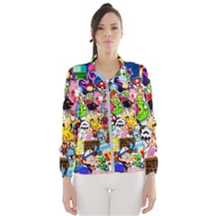 Sticker Art, Brand, Cartoon Women s Windbreaker