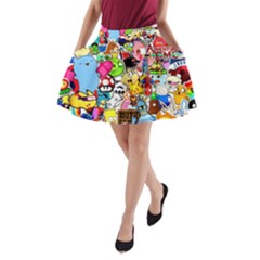 Sticker Art, Brand, Cartoon A-line Pocket Skirt by kyorashop23