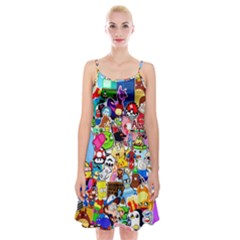 Sticker Art, Brand, Cartoon Spaghetti Strap Velvet Dress