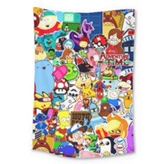 Sticker Art, Brand, Cartoon Large Tapestry