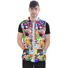 Sticker Art, Brand, Cartoon Men s Puffer Vest