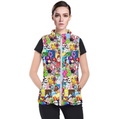 Sticker Art, Brand, Cartoon Women s Puffer Vest