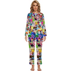 Sticker Art, Brand, Cartoon Womens  Long Sleeve Lightweight Pajamas Set by kyorashop23