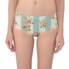 Stripes, Rose,  Texture, Flower, Paper Mid-waist Bikini Bottoms