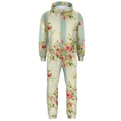 Stripes, Rose,  Texture, Flower, Paper Hooded Jumpsuit (men)