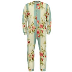 Stripes, Rose,  Texture, Flower, Paper Onepiece Jumpsuit (men)