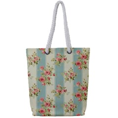 Stripes, Rose,  Texture, Flower, Paper Full Print Rope Handle Tote (small) by kyorashop23