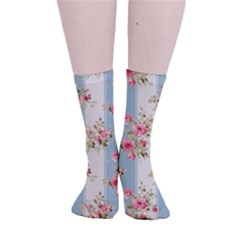 Stripes, Rose,  Texture, Flower, Paper Smooth Crew Length Tube Socks by kyorashop23