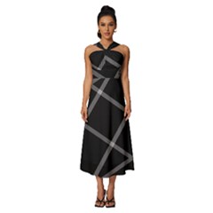 Stripes, Zigzag, Surface, Pattern, Sleeveless Cross Front Cocktail Midi Chiffon Dress by kyorashop23