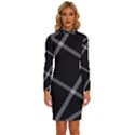 Stripes, Zigzag, Surface, Pattern, Long Sleeve Shirt Collar Bodycon Dress View1