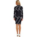 Stripes, Zigzag, Surface, Pattern, Long Sleeve Shirt Collar Bodycon Dress View4