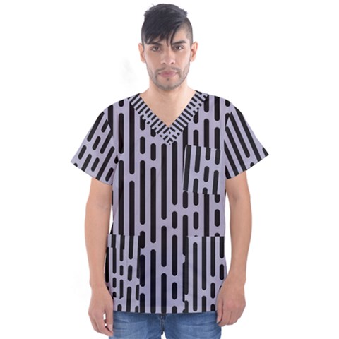 Texture, Stripes, Pattern Men s V-neck Scrub Top by kyorashop23