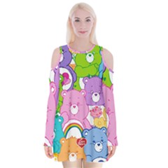 The Care Bears, Care Bears, Cartoon Velvet Long Sleeve Shoulder Cutout Dress