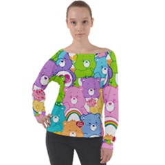 The Care Bears, Care Bears, Cartoon Off Shoulder Long Sleeve Velour Top by kyorashop23