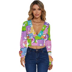 The Care Bears, Care Bears, Cartoon Long Sleeve Deep-v Velour Top by kyorashop23