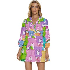 The Care Bears, Care Bears, Cartoon V-neck Placket Mini Dress by kyorashop23