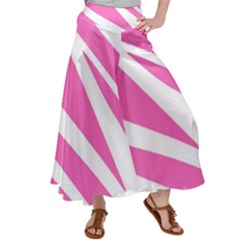 White Pink Stripes, Pattern Women s Satin Palazzo Pants by kyorashop23