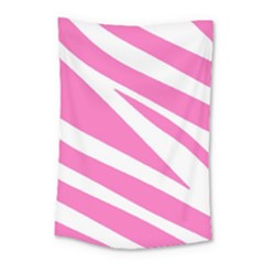 White Pink Stripes, Pattern Small Tapestry