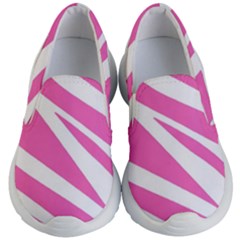 White Pink Stripes, Pattern Kids Lightweight Slip Ons by kyorashop23