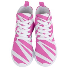 White Pink Stripes, Pattern Women s Lightweight High Top Sneakers by kyorashop23