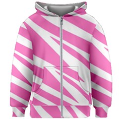 White Pink Stripes, Pattern Kids  Zipper Hoodie Without Drawstring