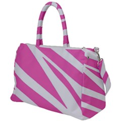 White Pink Stripes, Pattern Duffel Travel Bag by kyorashop23