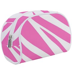 White Pink Stripes, Pattern Make Up Case (large) by kyorashop23