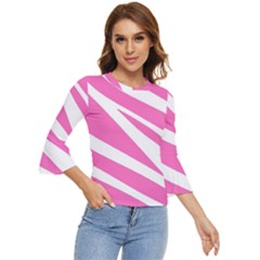 White Pink Stripes, Pattern Bell Sleeve Top