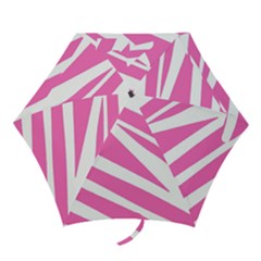 White Pink Stripes, Pattern Mini Folding Umbrellas by kyorashop23