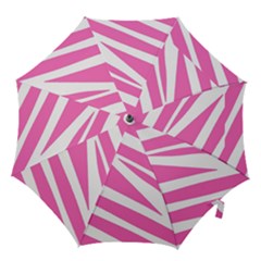 White Pink Stripes, Pattern Hook Handle Umbrellas (large) by kyorashop23