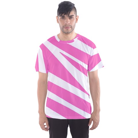 White Pink Stripes, Pattern Men s Sport Mesh T-shirt by kyorashop23